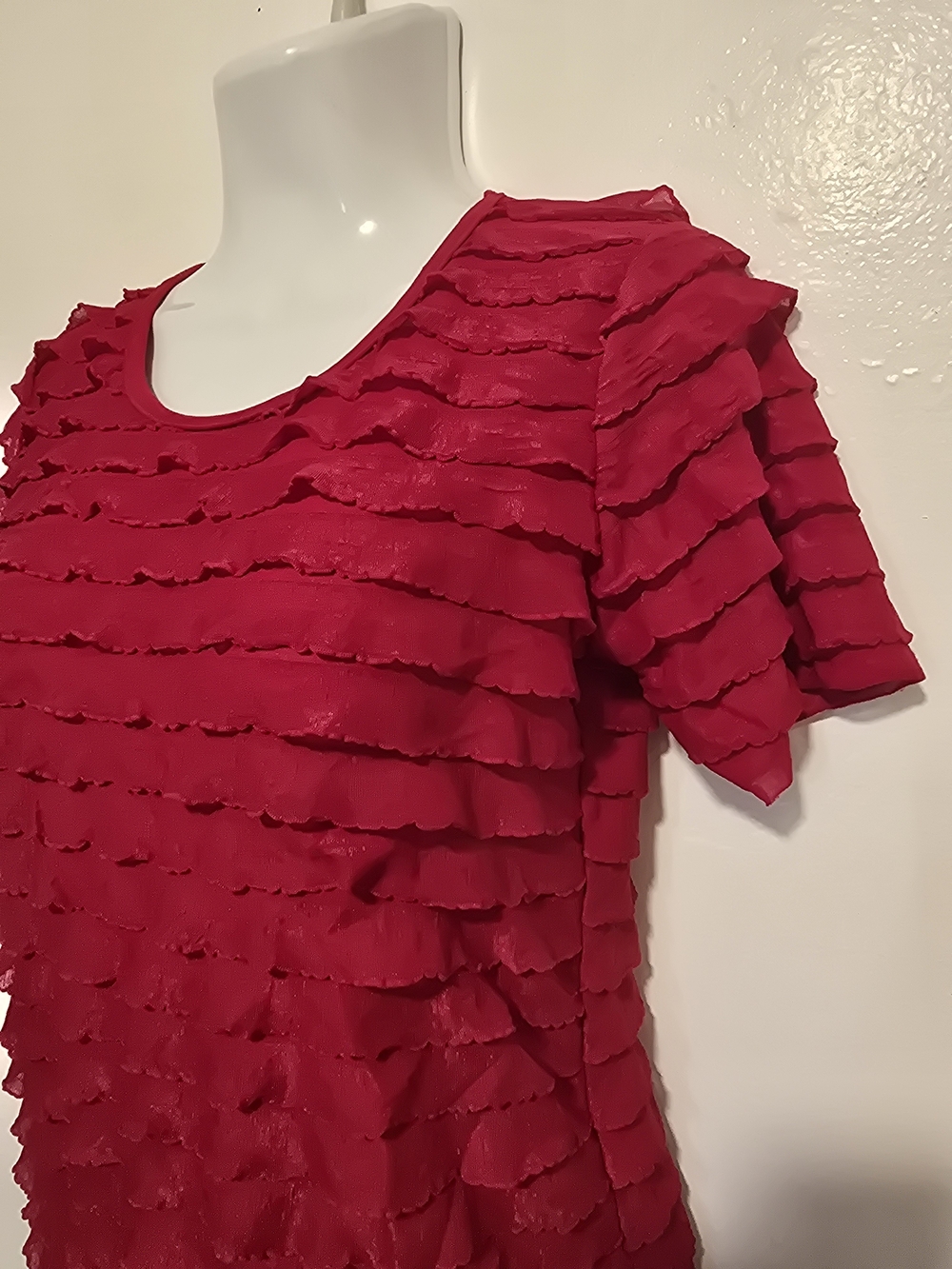 Jason Maxwell - Red Layered Ruffle Top - Picture 3 of 10
